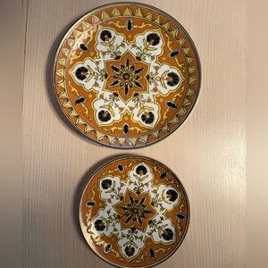 Vintage Dakas Ceramic Decorative Orange and White Plates